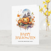 Spooky Jack-O-Lantern Foto Happy Halloween Karte (Gelbe Blume)