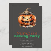 Spooky Jack-O' Lantern Gray Pumpkin Carving Party Einladung (Vorne/Hinten)