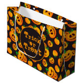 Spooky Jack-O-Lantern Halloween-Geschenktasche Große Geschenktüte (Vorderseite Schrägansicht)