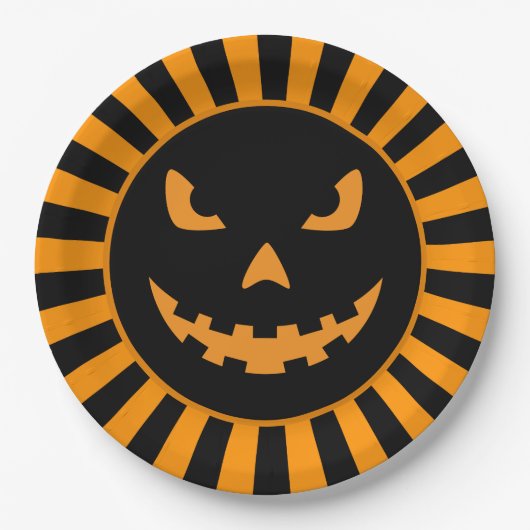 Spooky Jack-O'-Lantern Halloween Papierplatte Pappteller (Vorderseite)