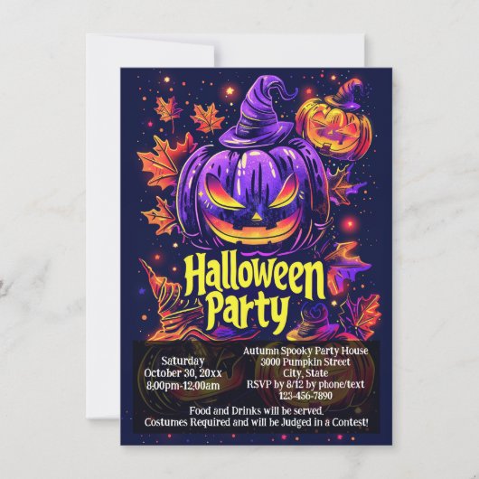 Spooky-Jack-O-Lantern-Halloween-Party Einladung (Vorderseite)