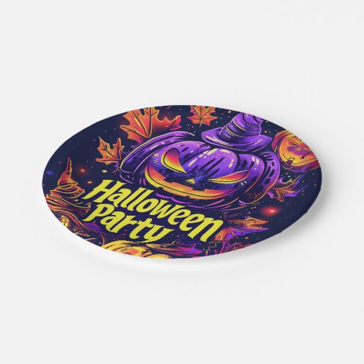 Spooky-Jack-O-Lantern-Halloween-Party Pappteller (Schrägansicht)