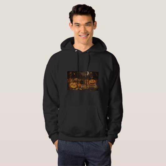 Spooky Jack-o'-Lantern Halloween Pullover Hoodie. (Vorne ganz)