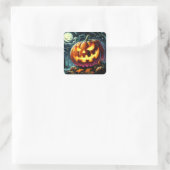 Spooky Jack-o-Lantern Halloween Quadratischer Aufkleber (Tasche)