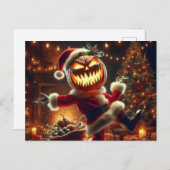 Spooky Jack-O-Lantern Santa Postkarte (Vorne/Hinten)