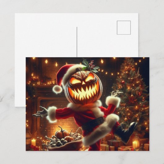Spooky Jack-O-Lantern Santa Postkarte (Vorne/Hinten)