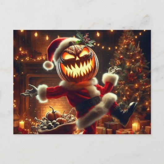 Spooky Jack-O-Lantern Santa Postkarte (Vorderseite)