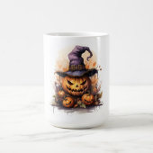 Spooky Jack-o-Lanterns mit einem Hexenhut Kaffeetasse (Mittel)