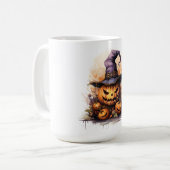 Spooky Jack-o-Lanterns mit einem Hexenhut Kaffeetasse (Vorderseite Links)