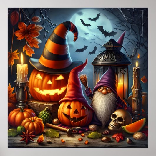 Spooky Jack-O-Lanterns mit Gnome, Schädel und Fled Poster (Vorne)
