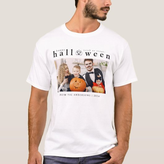 Spooky Jack-o'-Laterne Happy Halloween 1 Foto T-Shirt (Vorderseite)