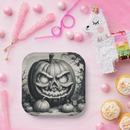 Spooky Jack-o'-Laterne Pappteller (Party)