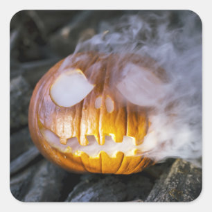 Spooky Jack-o-Laterne Quadratischer Aufkleber