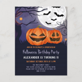 Spooky Jack O'Lantern Halloween Party Inv Postkarte