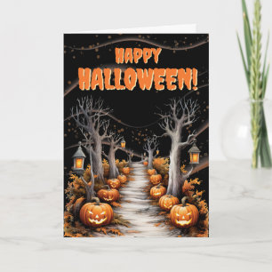 Spooky Jack-o'Lantern Lane Halloween Feiertagskarte