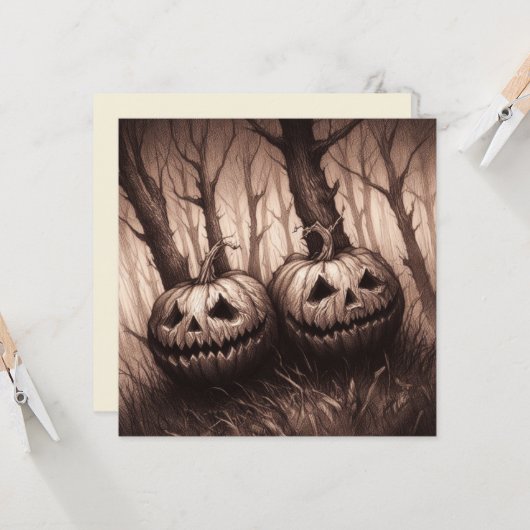 Spooky Jack O'Lanterns Halloween Horror Karte (Vorderseite/Rückseite Beispiel)