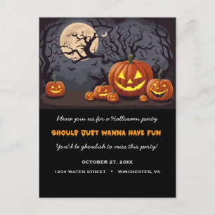 Spooky Jack O'lanterns Spuk Halloween-Party Einladungspostkarte