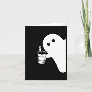 Spooky Jahreszeit Niedlichen kleinen Geist Eiskaff Karte