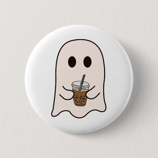 Spooky Jahreszeit Niedlicher kleiner Ghost Ice Kaf Button (Vorderseite)
