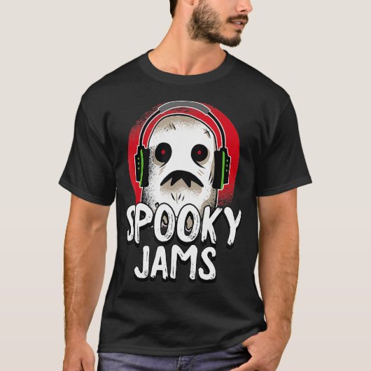 Spooky Jams Lazy Halloween Costume Ghost DJ Creepy T-Shirt (Vorderseite)