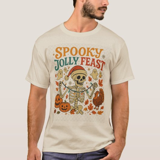 Spooky Jolly Feast Skeleton T-Shirt (Vorderseite)