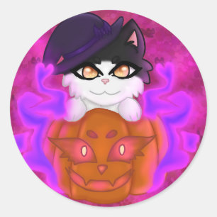 Spooky-Katze Runder Aufkleber