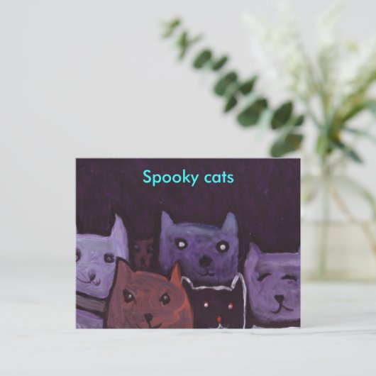 Spooky Katzen Postkarte (Stehend Vorderseite)