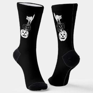 Spooky Katzenkürbis Kürbislaterne niedlich Hallowe Socken