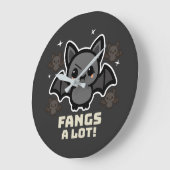 Spooky Kawaii Bat Halloween Large Clock Große Wanduhr (Winkel)