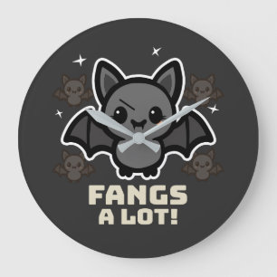 Spooky Kawaii Bat Halloween Large Clock Große Wanduhr