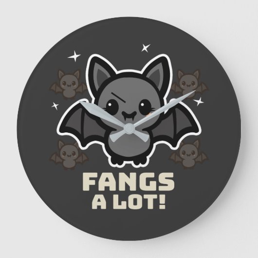 Spooky Kawaii Bat Halloween Large Clock Große Wanduhr (Vorderseite)