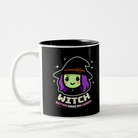 Spooky Kawaii Hexenmeister Halloween Tasse (Links)