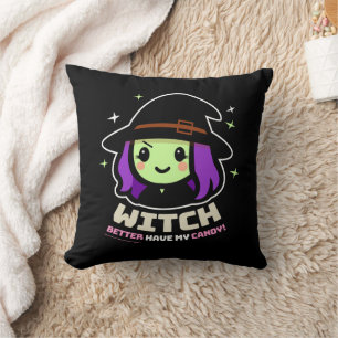 Spooky Kawaii Hexenwürfelpilz Kissen