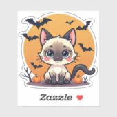 Spooky Kawaii Siamese Kitten - Chibi Style Aufkleber (Blatt)
