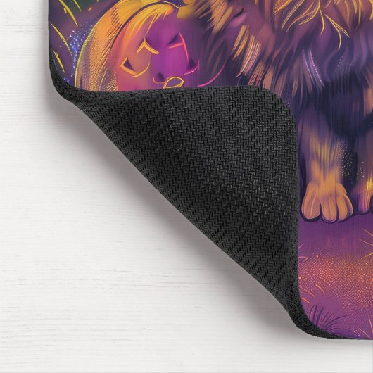 Spooky Keeshond Hund Halloween Hexe und Pumpkin Mousepad (Ecke)