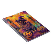 Spooky Keeshond Hund Halloween Hexe und Pumpkin Notizblock (Rechte Seite)