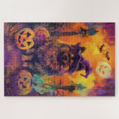Spooky Keeshond Hund Halloween Hexe und Pumpkin Puzzle (Horizontal)