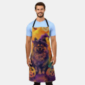 Spooky Keeshond Hund Halloween Hexe und Pumpkin Schürze (Getragen)