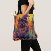 Spooky Keeshond Hund Halloween Hexe und Pumpkin Tasche (Von Nahem)