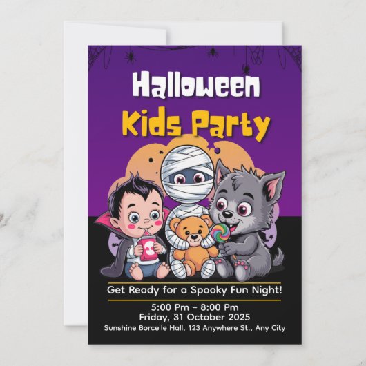 Spooky Kids Halloween Party Invitation Einladung (Rückseite)