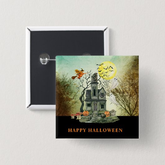 Spooky Kid's Halloween-Spuk Haus Button (Vorne & Hinten)