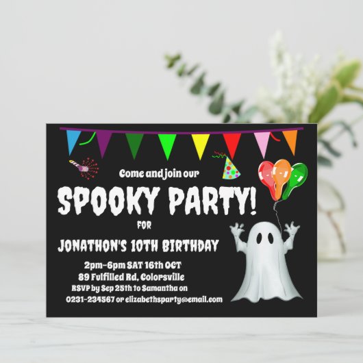 Spooky-Kindergeburtstag-Party Einladung (Stehend Vorderseite)