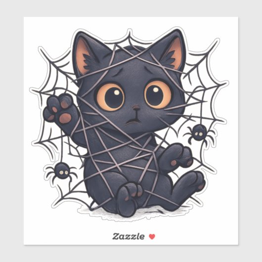 Spooky Kitten Web Halloween Aufkleber (Blatt)