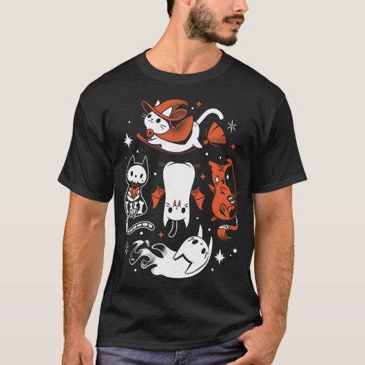 Spooky Kitty Crew - Halloween Cats T-Shirt (Vorderseite)