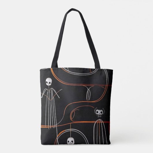 Spooky komische Skelette schwarz Halloween Tasche (Rückseite)