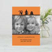 Spooky Kostüme Halloween Fotokarte Karte (Stehend Vorderseite)