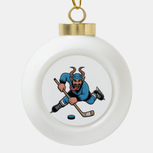Spooky Krampus Eishockey Sport Keramik Kugel-Ornament