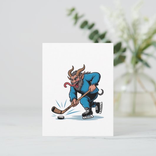 Spooky Krampus Eishockey Weihnachten spielen (Stehend Vorderseite)
