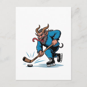 Spooky Krampus Eishockey Weihnachten spielen Einladungspostkarte