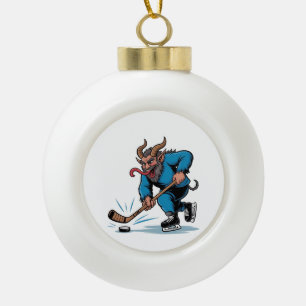 Spooky Krampus Eishockey Weihnachten spielen Keramik Kugel-Ornament